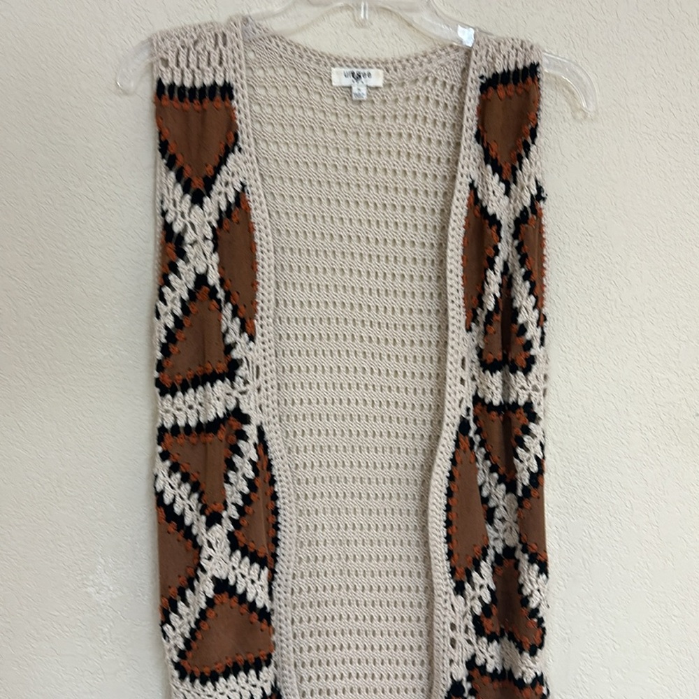Umgee womans vegan leather boho patchwork fringe vest size S - Picture 4 of 5